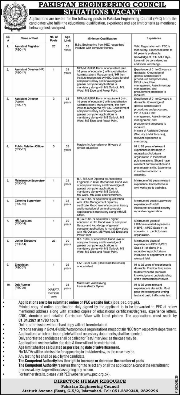 Pakistan Government Jobs Pakistan Engineering Council