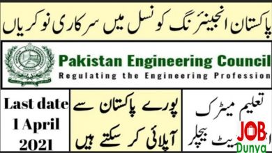 Pakistan Government Jobs Pakistan Engineering Council