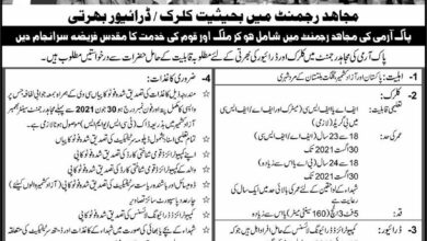 Latest govt jobs Pakistan Army