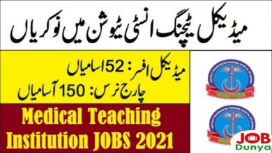 Latest govt jobs Medical Teaching Institute Bannu