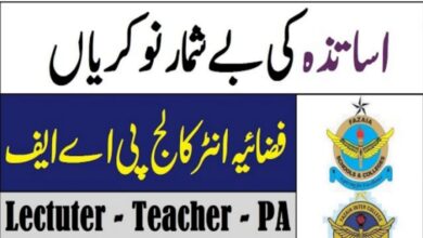 Latest govt jobs Fazaia Inter College