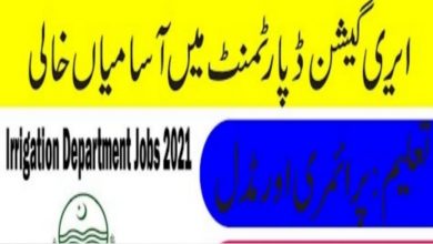 Latest govt jobs Irrigation Department 2021