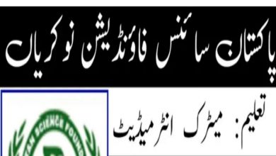 Pakistan Science Foundation govt jobs