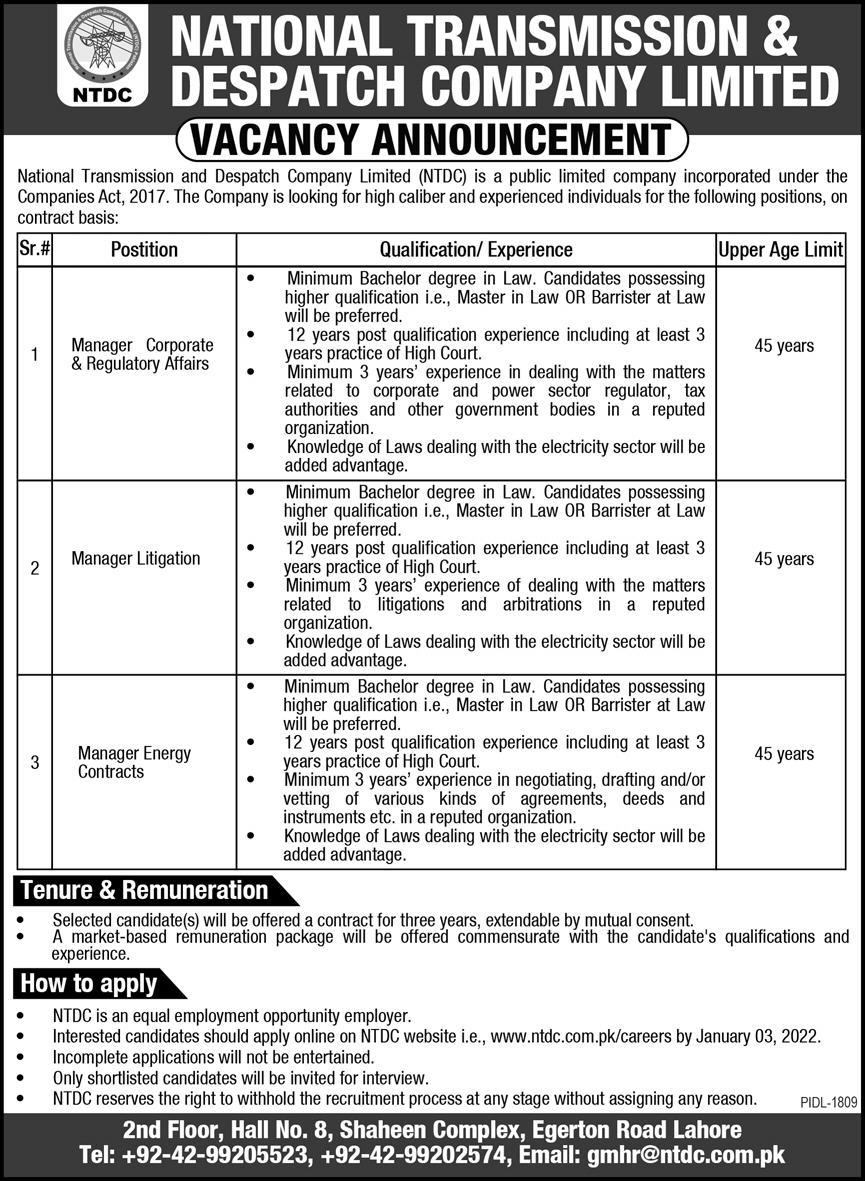 National Transmission & Despatch Company NTDC Jobs 2022