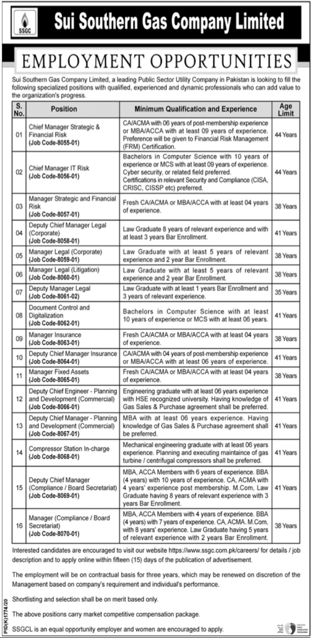 Sui Southern Gas Company SSGC Jobs 2022 Online Application