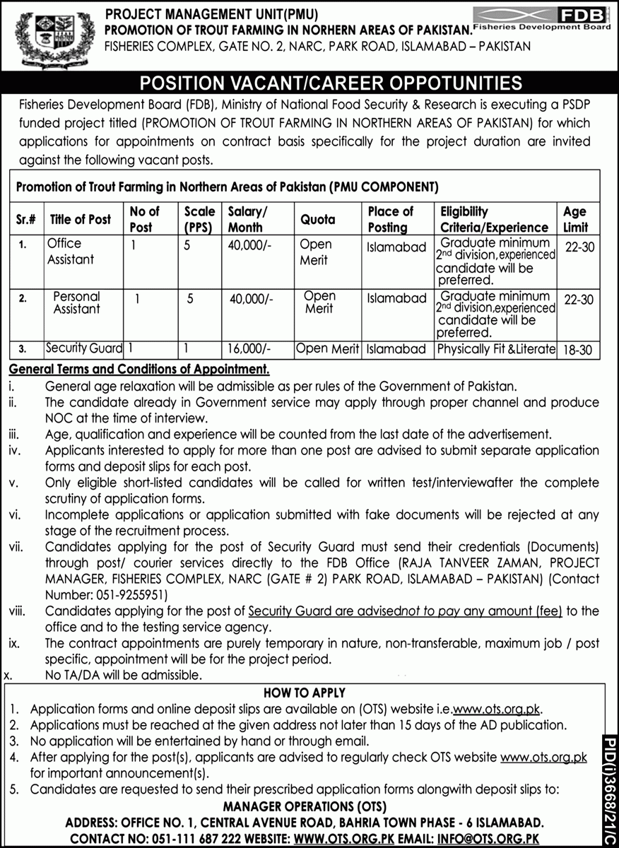 Latest Fisheries Development Board jobs