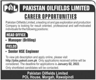 Pakistan Oilfields Limited POL Jobs 2022 – Jobs.pakoil.com.pk