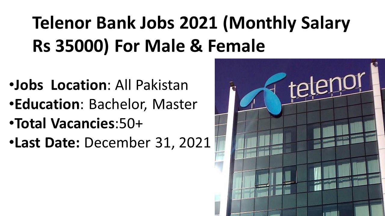 Telenor Microfinance Bank Jobs 2021 – Banking Career Opportunity