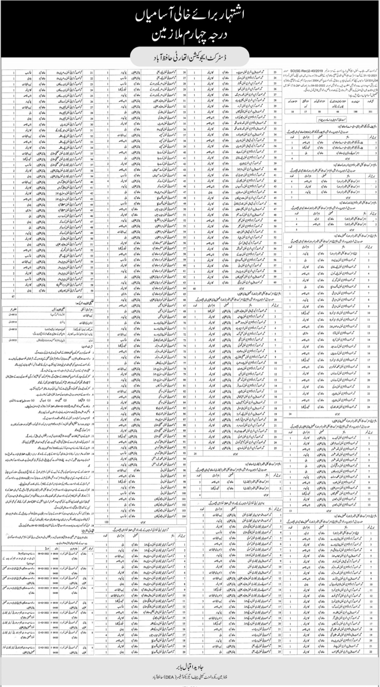 District Education Authority Hafizabad Jobs 2022