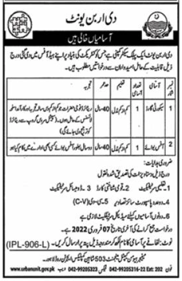 Punjab Government Urban Unit Jobs 2022 – www.urbanunit.gov.pk