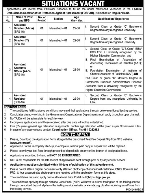 Federal Tax Ombudsman Secretariat Jobs 2022 – FTO Career Latest