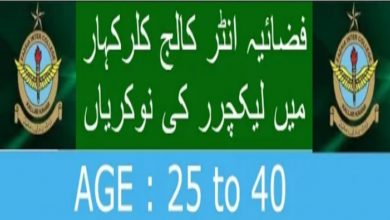 Fazaia Inter College Kallar Kahar Jobs 2022