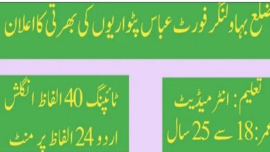 Today Patwari Jobs in Fort Abbas Bahawalnagar