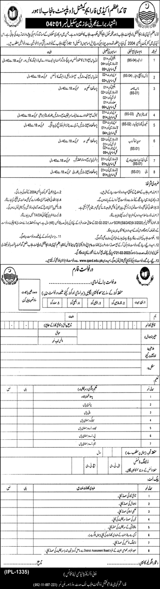 Quaid-E-Azam Academy for Educational Development Jobs 2022