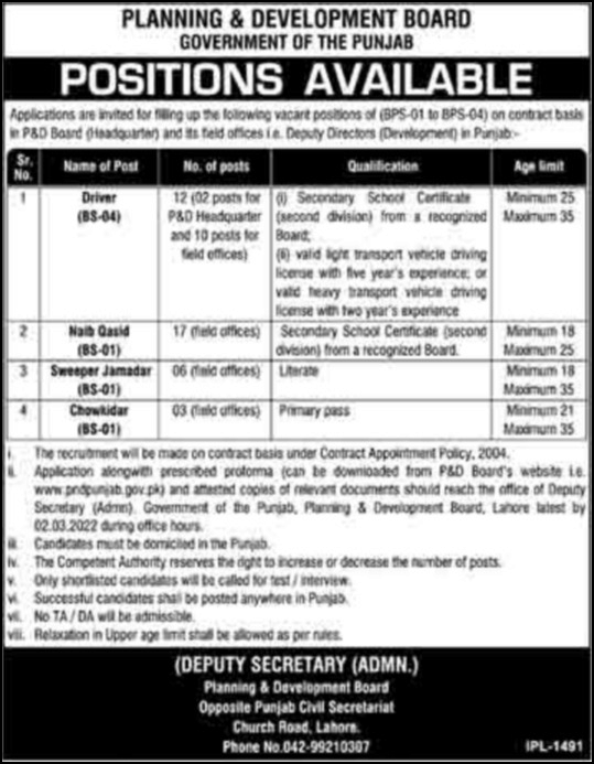 Institute of Public Health Lahore Jobs 2022 – www.iph.punjab.gov.pk