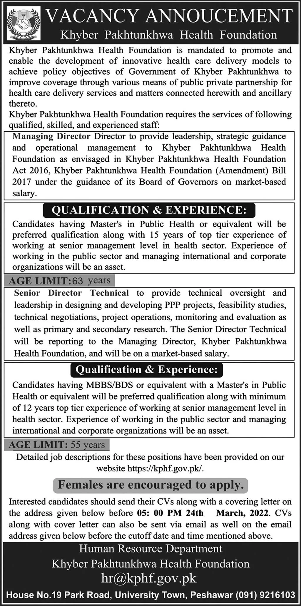 KPK Health Foundation KPHF Jobs 2022