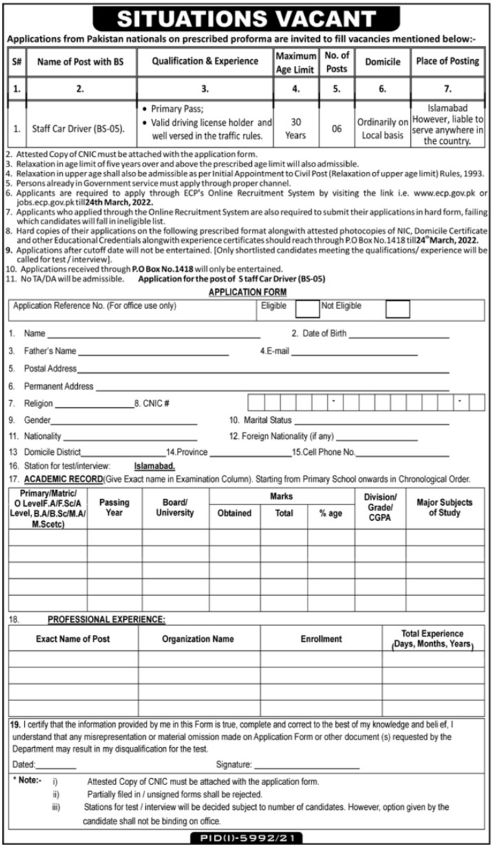 Election Commission of Pakistan ECP Jobs 2022 for Pakistanis