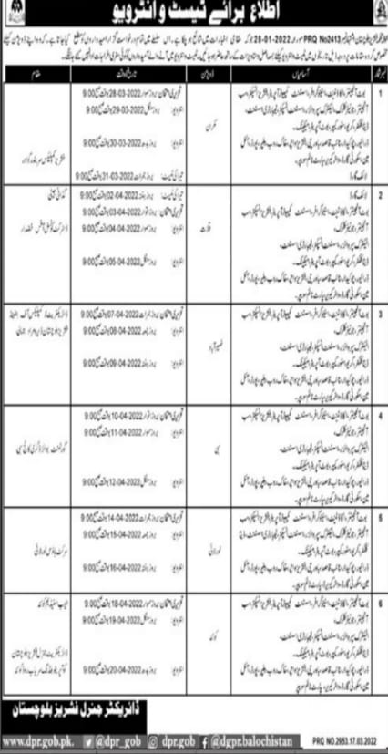 Fisheries Department Balochistan Jobs 2022 Interview Schedule