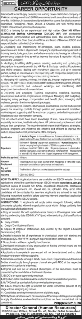 IESCO Jobs 2022 Islamabad Electric Supply Company – www.iesco.com.pk