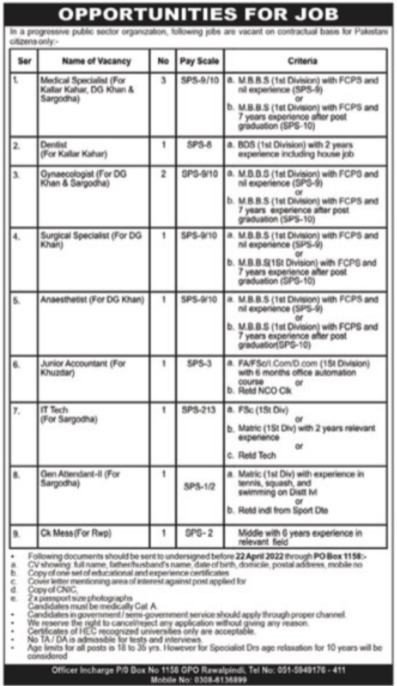 Progressive Public Sector PO Box 1158 Rawalpindi Jobs 2022