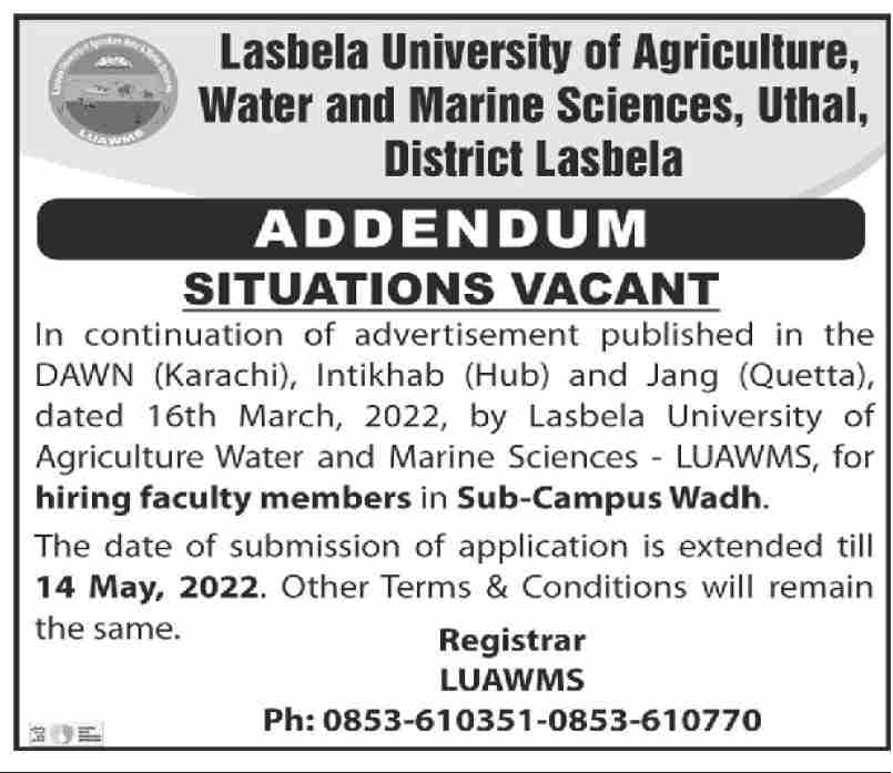 Lasbela University 2022 Application Form Download