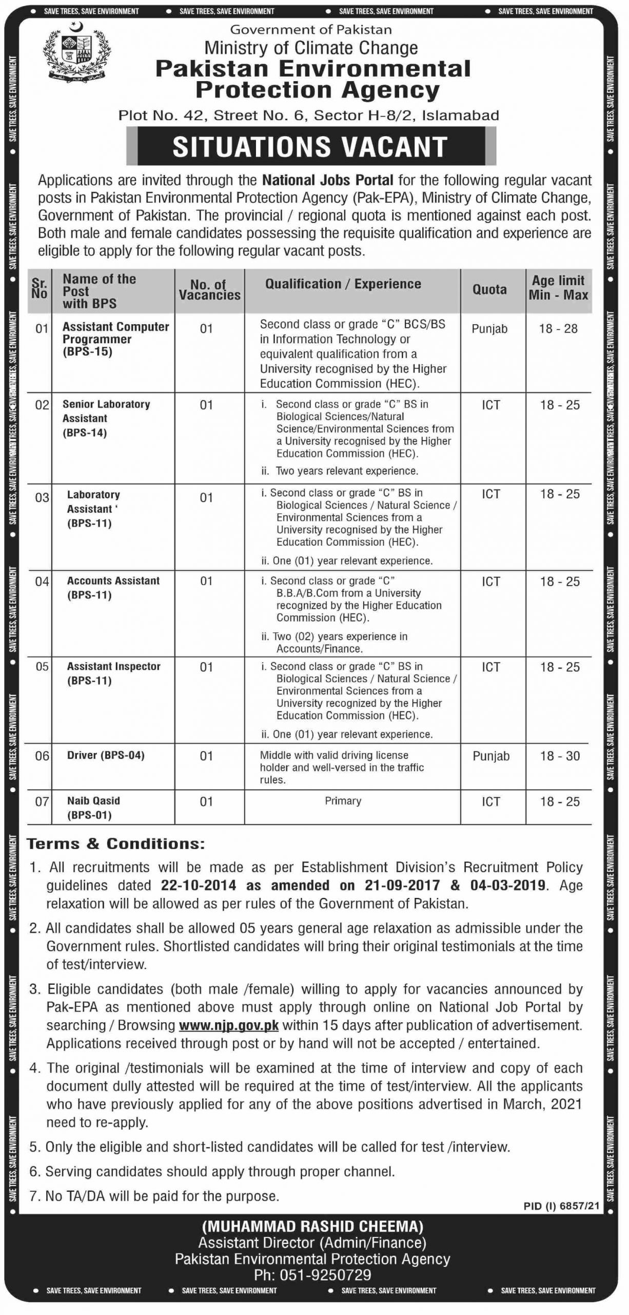 Latest Ministry of Climate Change Jobs 2022 Online Application