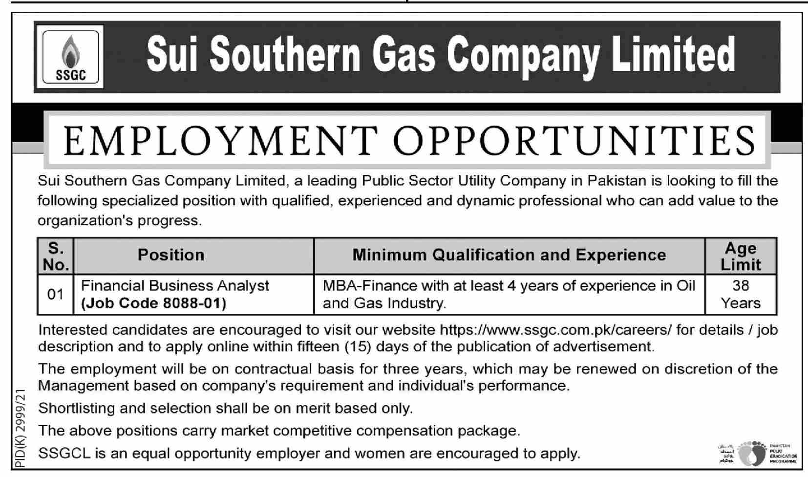 Sui Southern Gas Company SSGC Jobs 2022 Latest Advertisement