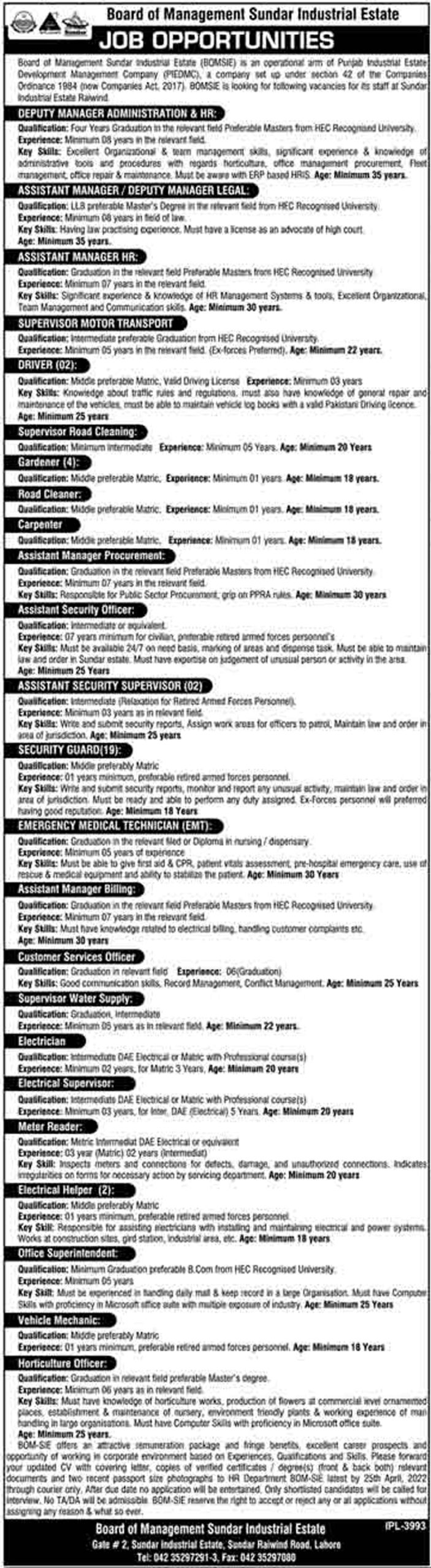 Board of Management Sundar Industrial Estate Jobs 2022