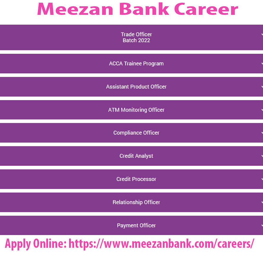 Meezan Bank Jobs 2022 across Pakistan Online Form