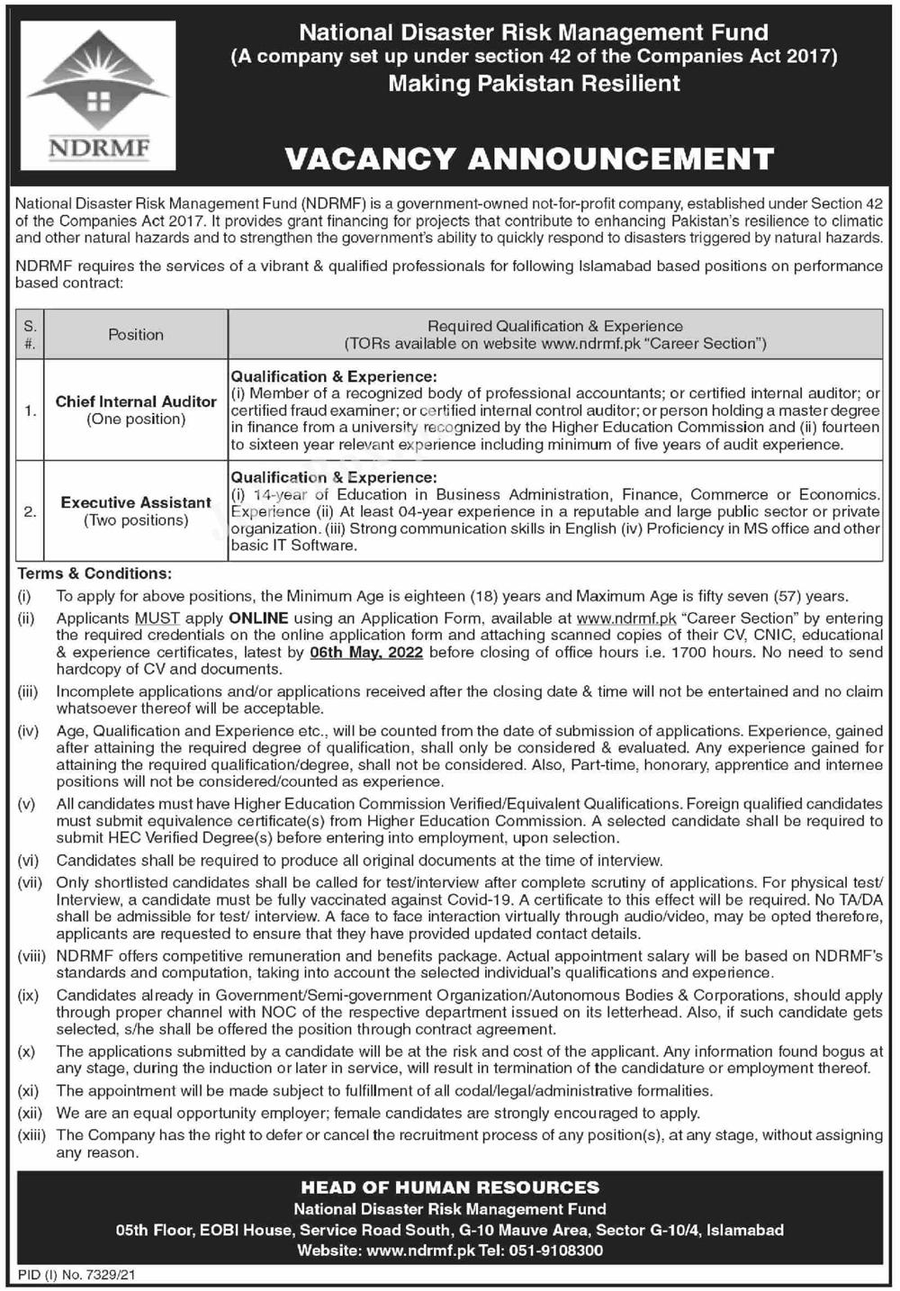 National Disaster Risk Management Fund NDRMF Jobs 2022 Form Online