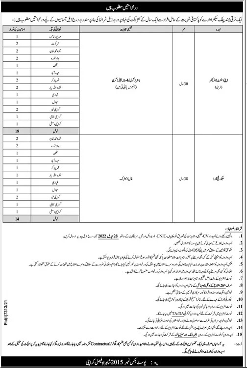 Public Sector PO Box 2015 Karachi Jobs