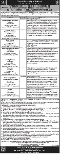 Virtual University of Pakistan VU Jobs 2022