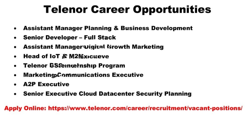 Telenor Pakistan Jobs 2022 – Application Form at www.telenor.com