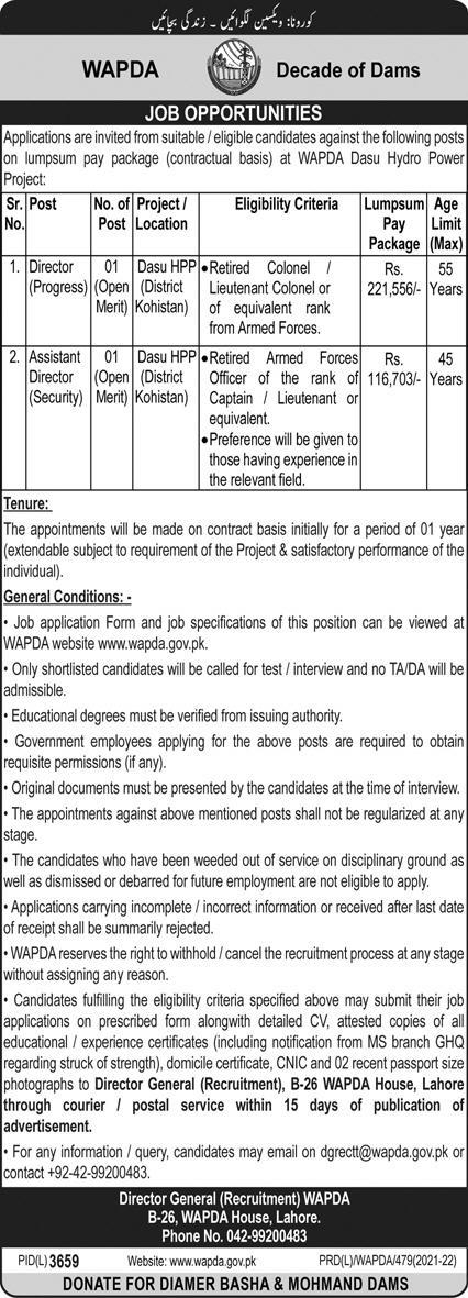 WAPDA Jobs 2022 via PTS Download Form Online – www.wapda.gov.pk