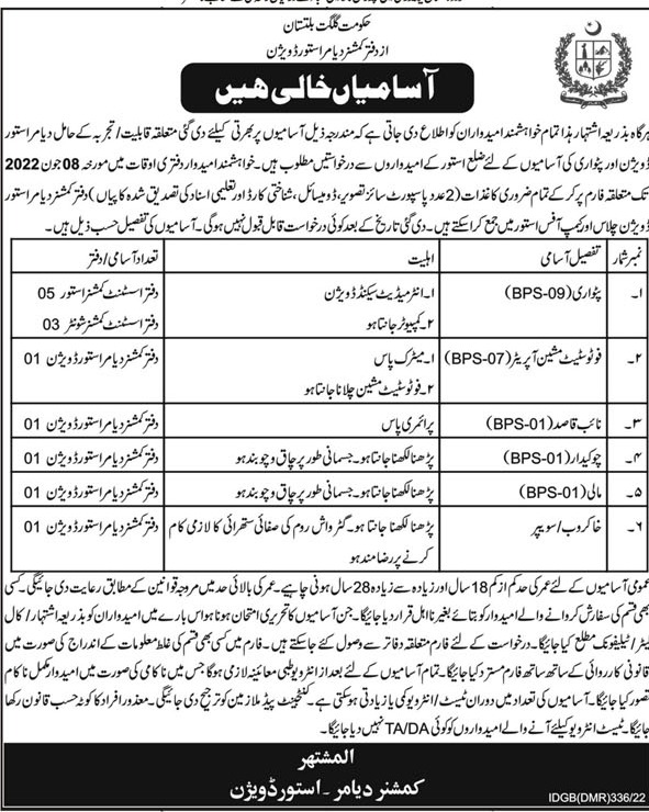 Commissioner Offices Diamer Astore Division Jobs 2022