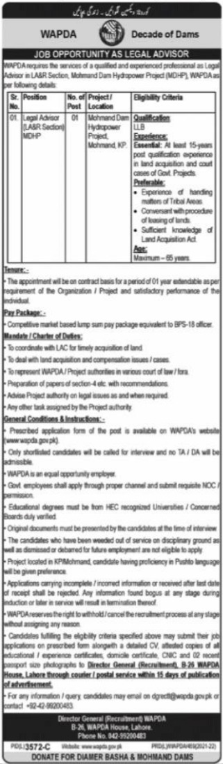 Chief Auditor Office WAPDA Jobs 2022 Fill Online Form through PTS