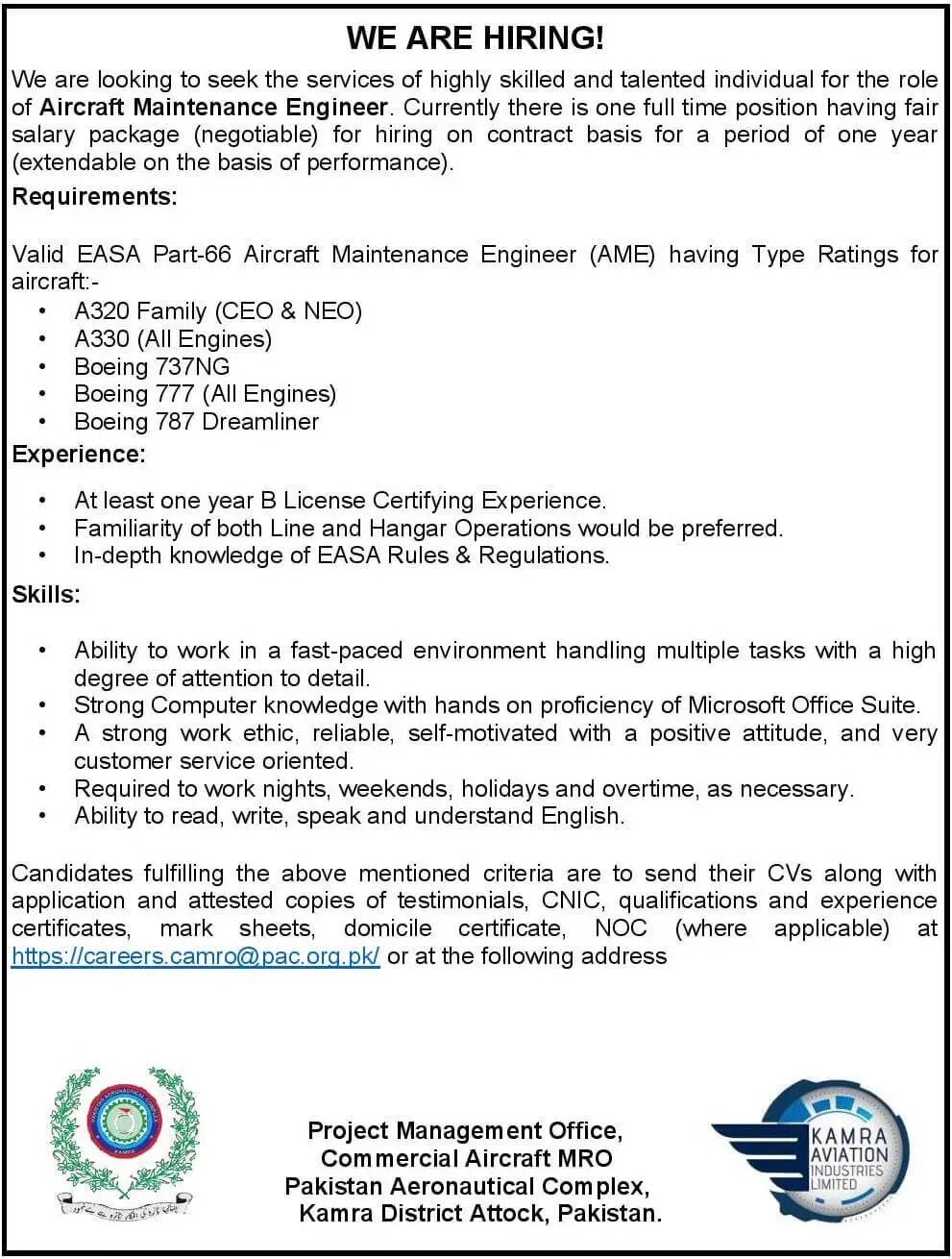 Pakistan Aeronautical Complex PAC Jobs 2022 Application Form