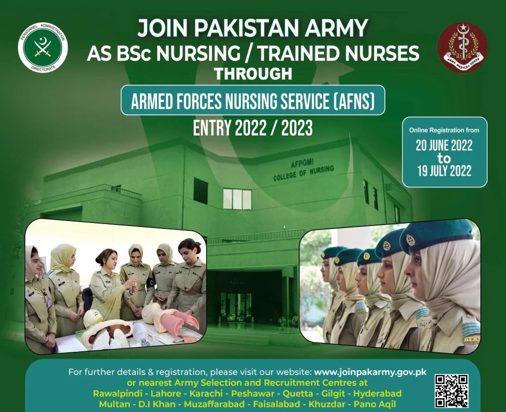 Join Pakistan Army as BSc Nursing/Trained Nurses Jobs 2022