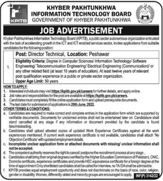 KPITB Jobs 2022 KPK Information Technology Board | www.kpitb.gov.pk