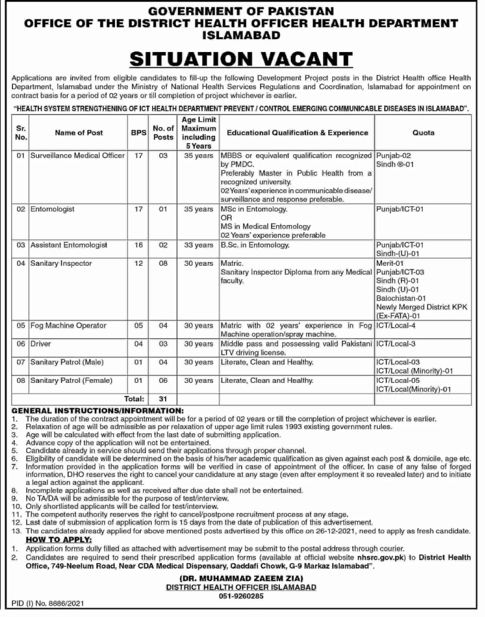 Health Department Islamabad Jobs 2022 | www.nhsrc.gov.pk