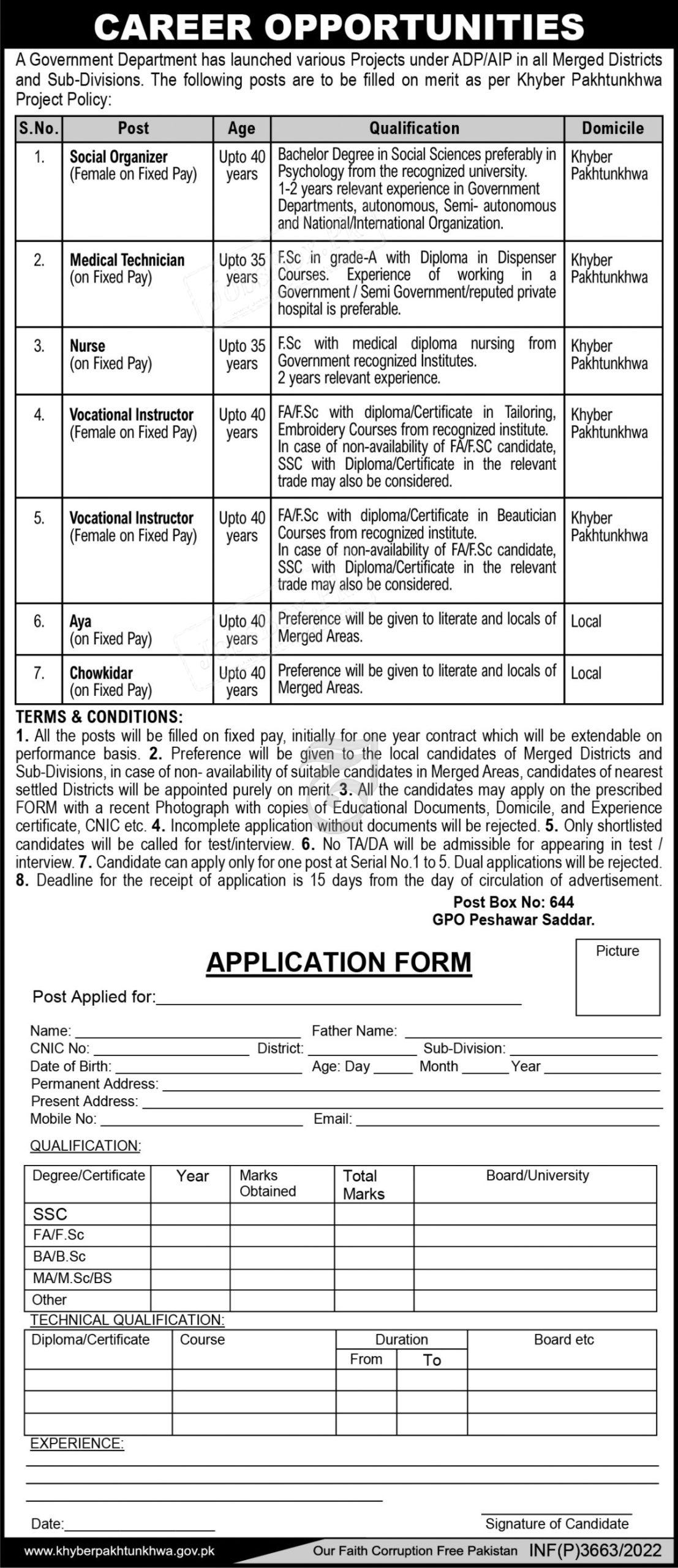 Government Department KPK PO Box 644 Peshawar Jobs 2022