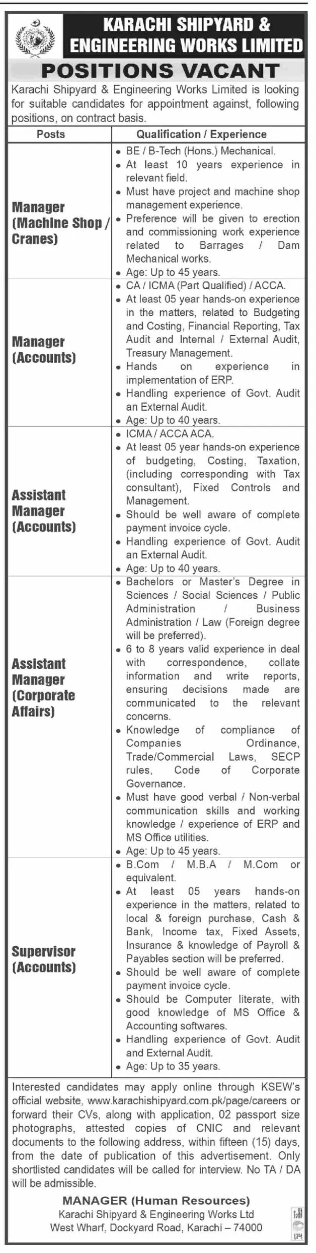 KSEW Jobs – Karachi Shipyard & Engineering Works Careers