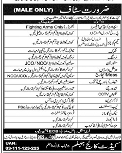 Cadet College Jhelum Jobs 2022 Advertisement – www.ccj.edu.pk