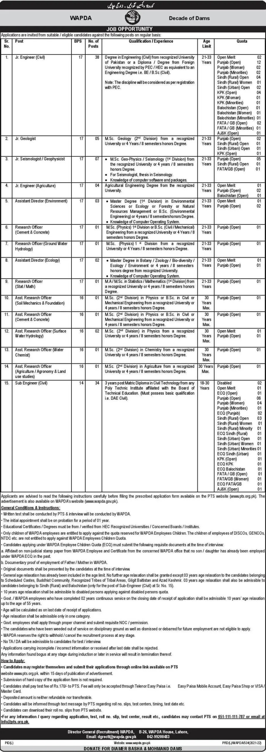 WAPDA Jobs 2022 | Download Form Online www.wapda.gov.pk