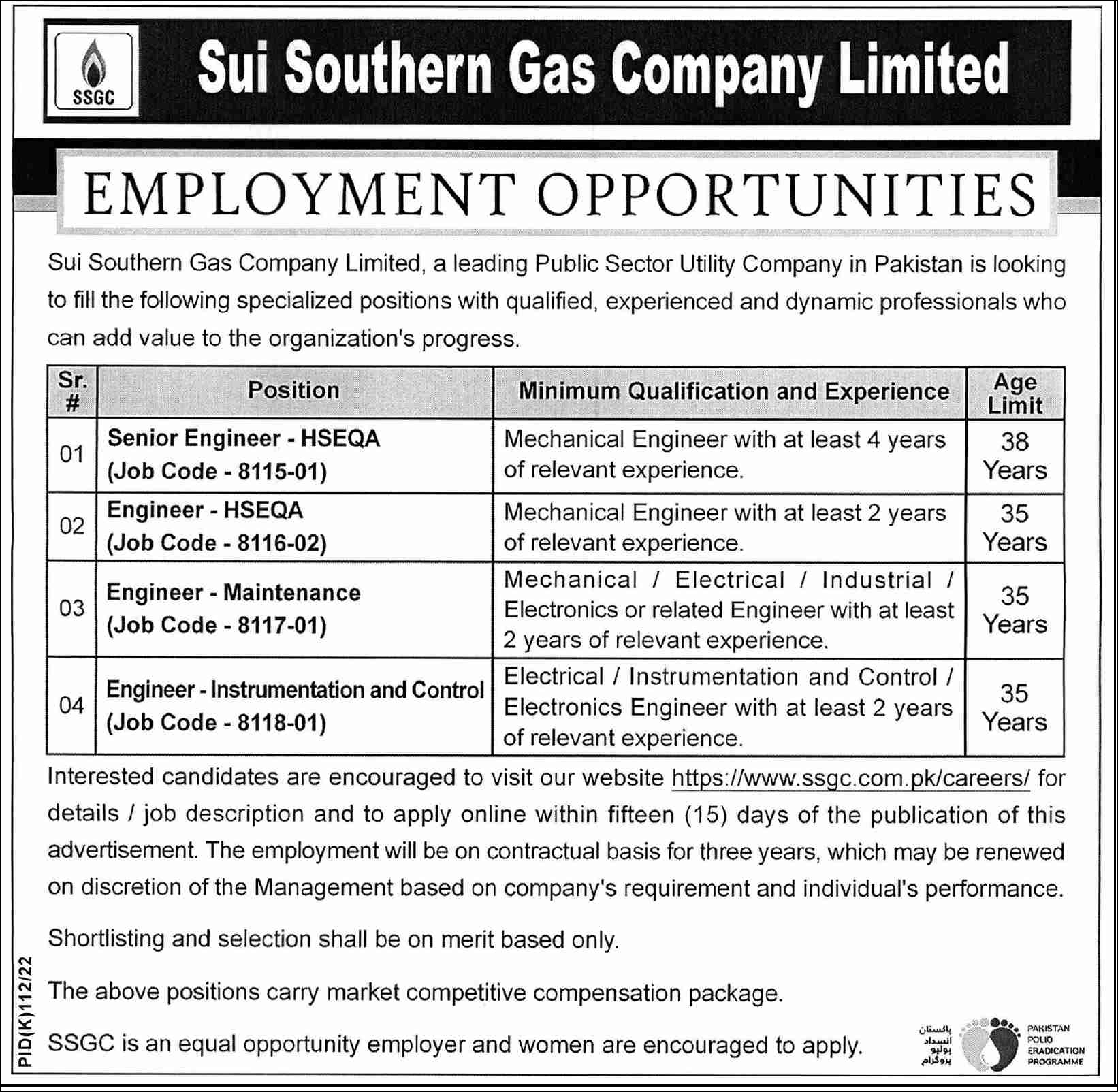 New Sui Southern Gas Company SSGC Jobs 2022