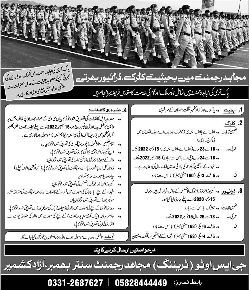 Join Pakistan Army Mujahid Regiment Jobs Announcement 2022