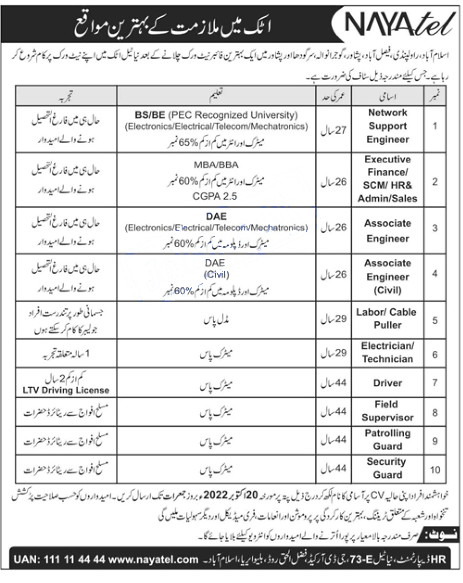 Nayatel Jobs 2022 – Nayatel Private Limited Career