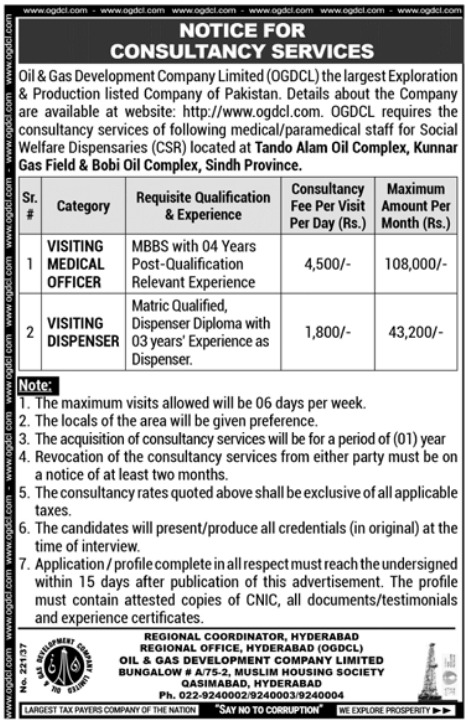 OGDCL Job 2022 | Oil and Gas Development Company Limited Recruitment