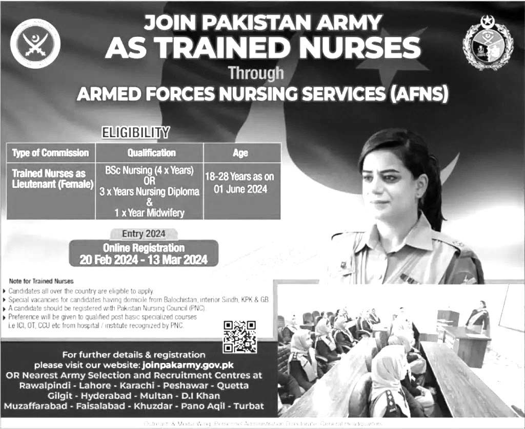 Join Pak Army through AFNS | Pakistan Army Nursing Jobs Recruitment