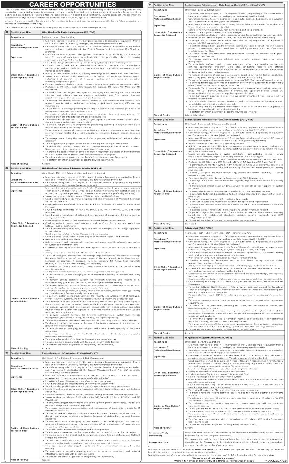 NBP Jobs 2024 | National Bank of Pakistan Career Opportunity